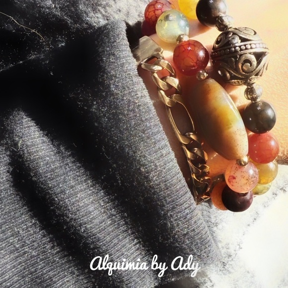 Agate gold vintage style earrings protection crystal for Taurus - Picture 9 of 9